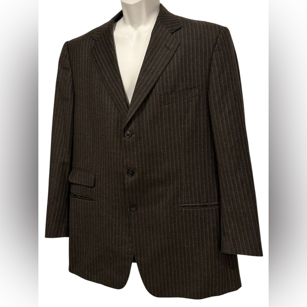 Ermenegildo Zegna Heritage Mens Blazer Brushed Wool Pinstripe Gray Italy US 48L